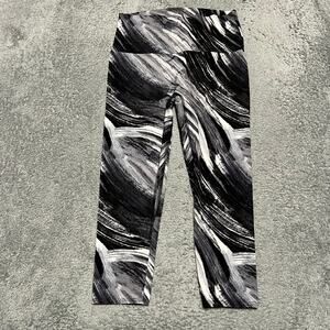 K-Deer Leggings Womens Large Athletic Athleisure Workout Cropped Black Gray